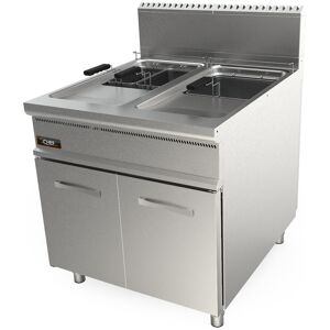 Chefook Friteuse À Gaz Professionnelle Sur Meuble Capacite 17 + 17 Lt Profondeur 90 cm