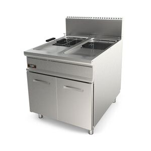 Chefook Friteuse À Gaz Professionnelle Sur Meuble Capacite 22 + 22 Lt Profondeur 90 cm