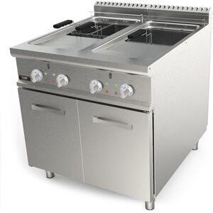 Chefook Friteuse Électrique Professionnelle Sur Meuble Capacité 21 +21 Lt Profondeur 90 cm