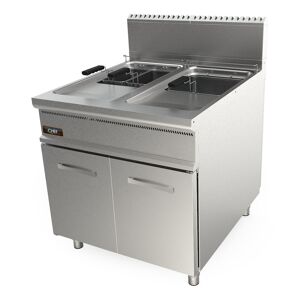 Chefook Friteuse À Gaz Professionnelle Sur Meuble Capacité 17 + 17 Lt Profondeur 90 cm