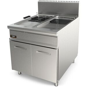 Chefook Friteuse À Gaz Professionnelle Sur Meuble Capacité 22 + 22 Lt Profondeur 90 cm