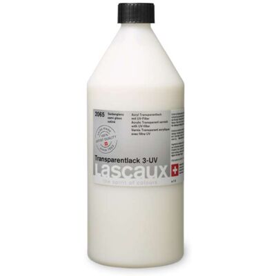 Vernis transparent UV Lascaux, UV3 - brillant satiné, 1 litre - Publicité Vernis transparent UV Lascaux, UV3 - brillant satiné, 1 litre - Publicité