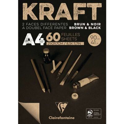 Bloc de papier kraft double face 90g A4 - Lot de 5 - Publicité Bloc de papier kraft double face 90g A4 - Lot de 5 - Publicité