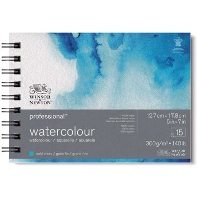 Bloc aquarelle professionnel Winsor & Newton - Pressé à froid - 300gsm - 5" x 7" - 15 feuilles - Publicité Bloc aquarelle professionnel Winsor & Newton - Pressé à froid - 300gsm - 5" x 7" - 15 feuilles - Publicité