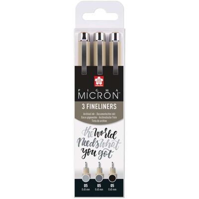 Sakura Sets Pigma Micron nuances de gris, Set de 3 feutres - Publicité Sakura Sets Pigma Micron nuances de gris, Set de 3 feutres - Publicité