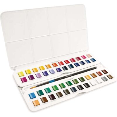 DALER-ROWNEY Set de voyage aquafine Daler Rowney, 48 godets - Publicité DALER-ROWNEY Set de voyage aquafine Daler Rowney, 48 godets - Publicité