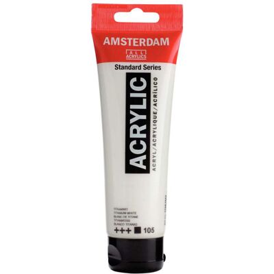 Peinture acrylique Amsterdam de Royal Talens, Tube - 120 ml, Blanc de titane - Publicité Peinture acrylique Amsterdam de Royal Talens, Tube - 120 ml, Blanc de titane - Publicité