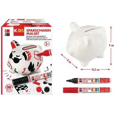 Kit créatif tirelire à peindre avrec feutres porcelaine et verre Marabu - Publicité Kit créatif tirelire à peindre avrec feutres porcelaine et verre Marabu - Publicité