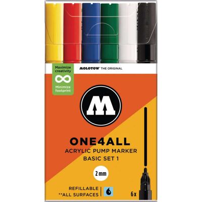 Marqueurs Acrylics MOLOTOW One4All - Pack de 6, Couleurs Variées - Publicité Marqueurs Acrylics MOLOTOW One4All - Pack de 6, Couleurs Variées - Publicité