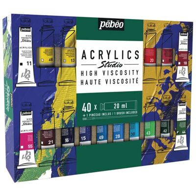 pebeo Coffrets de tubes Studio Acrylics Pébéo, 40 x 20 ml, Set - Publicité pebeo Coffrets de tubes Studio Acrylics Pébéo, 40 x 20 ml, Set - Publicité