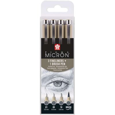 Sakura Sets Pigma Micron nuances de gris, Set de 4 feutres nuances froids - Publicité Sakura Sets Pigma Micron nuances de gris, Set de 4 feutres nuances froids - Publicité