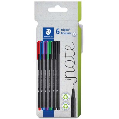 Set de feutres Triplus Fineliner 334 Staedtler, 6 feutres - Publicité Set de feutres Triplus Fineliner 334 Staedtler, 6 feutres - Publicité