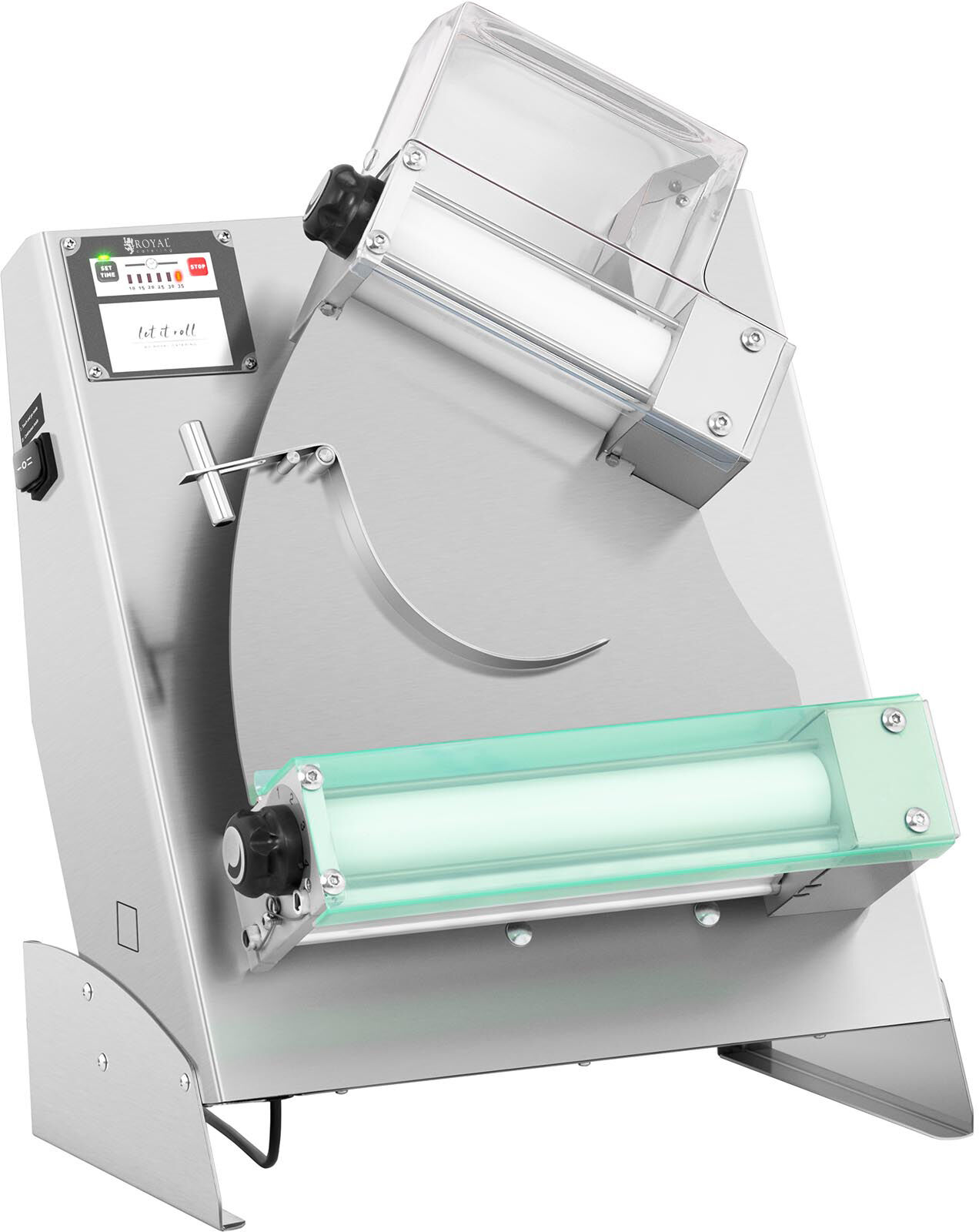 Royal Catering Façonneuse à pizza - Ø 14 à 29 cm - 2 rouleaux - 0 à 5 mm - Démarrage auto RC-DRM310TG Royal Catering Façonneuse à pizza - Ø 14 à 29 cm - 2 rouleaux - 0 à 5 mm - Démarrage auto RC-DRM310TG