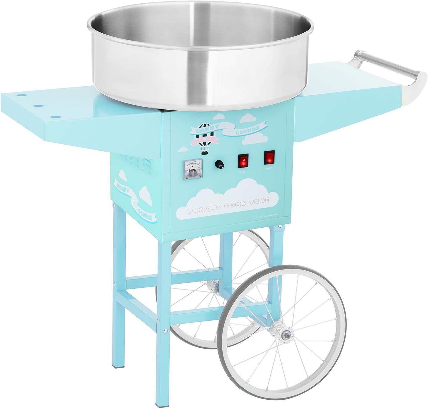 Royal Catering Machine à barbe à papa avec chariot - 52 cm - 1200 W - turquoise RCZK-1200-BG