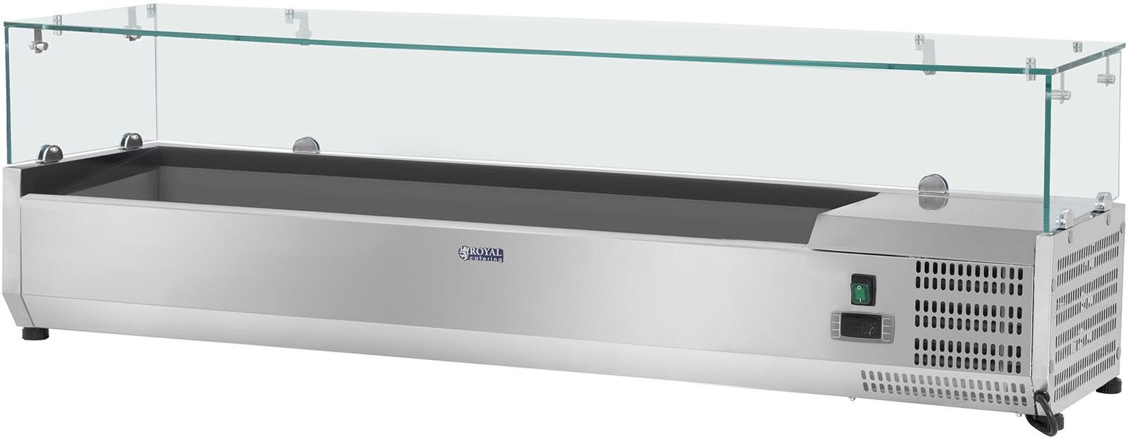 Royal Catering Saladette à poser - 160 x 39 cm - 7 bacs GN 1/3 - Couvercle en verre RCKV-160/39-G7 Royal Catering Saladette à poser - 160 x 39 cm - 7 bacs GN 1/3 - Couvercle en verre RCKV-160/39-G7