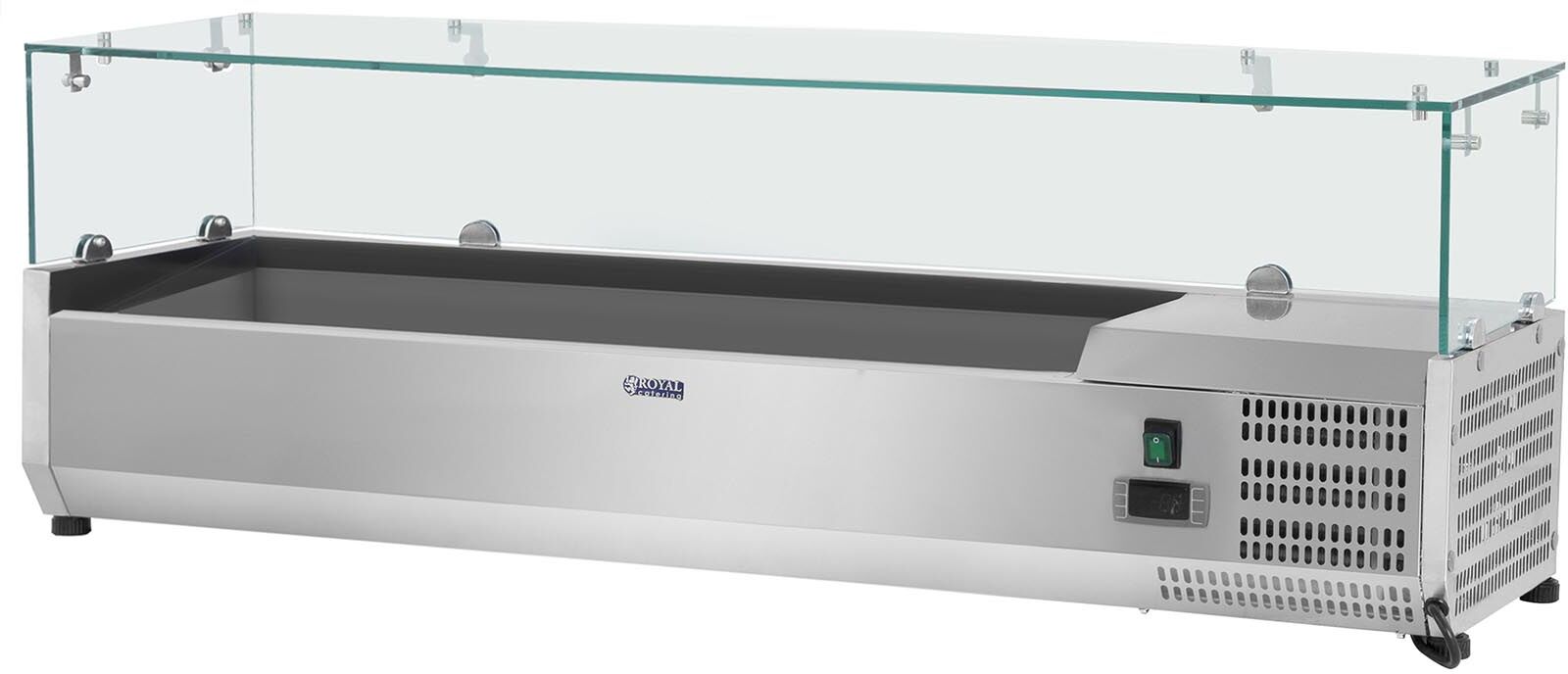 Royal Catering Saladette à poser - 140 x 39 cm - 5 bacs GN 1/3 - Couvercle en verre RCKV-140/39-G4 Royal Catering Saladette à poser - 140 x 39 cm - 5 bacs GN 1/3 - Couvercle en verre RCKV-140/39-G4