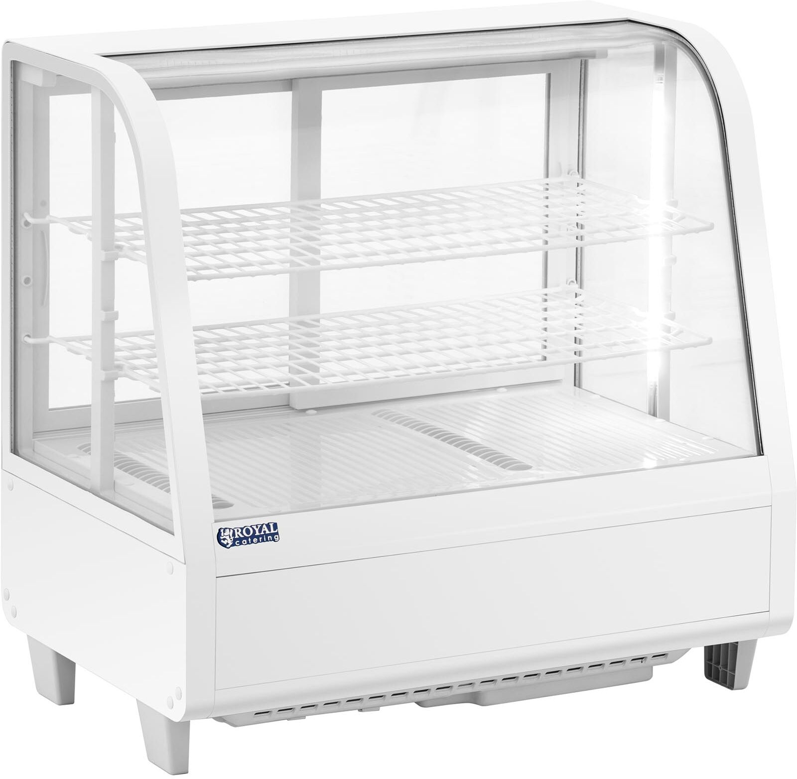 Royal Catering Vitrine réfrigérée - 100 l - 3 niveaux - Portes coulissantes - Coloris blanc RCCC-100-W Royal Catering Vitrine réfrigérée - 100 l - 3 niveaux - Portes coulissantes - Coloris blanc RCCC-100-W