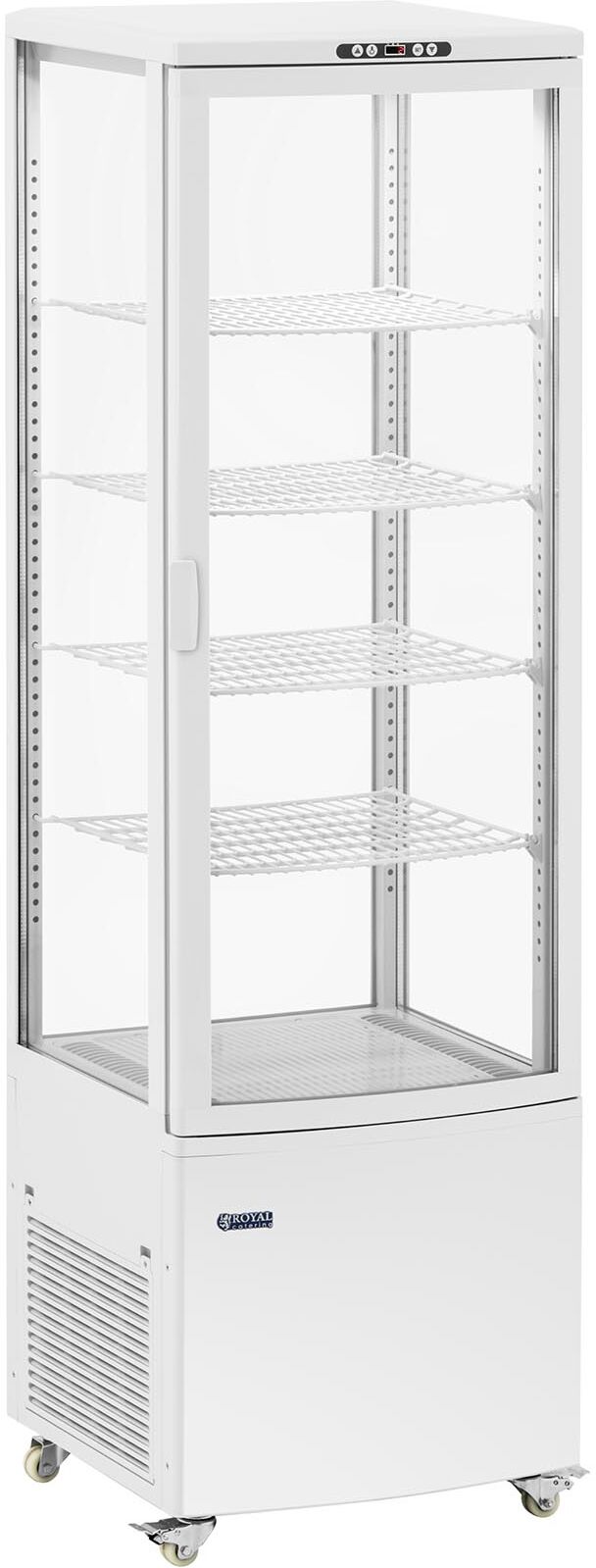 Royal Catering Vitrine réfrigérée - 238 l - 5 niveaux - 4 roulettes - Verrouillable - Coloris blanc RCCC-238-W Royal Catering Vitrine réfrigérée - 238 l - 5 niveaux - 4 roulettes - Verrouillable - Coloris blanc RCCC-238-W