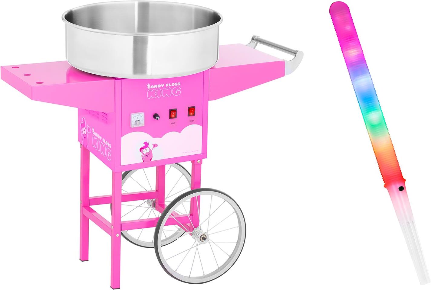 Royal Catering Kit machine barbe à papa avec chariot et bâtonnets lumineux - 52 cm - 1 200 W - Rose RCZK-1200-P SET1 Royal Catering Kit machine barbe à papa avec chariot et bâtonnets lumineux - 52 cm - 1 200 W - Rose RCZK-1200-P SET1