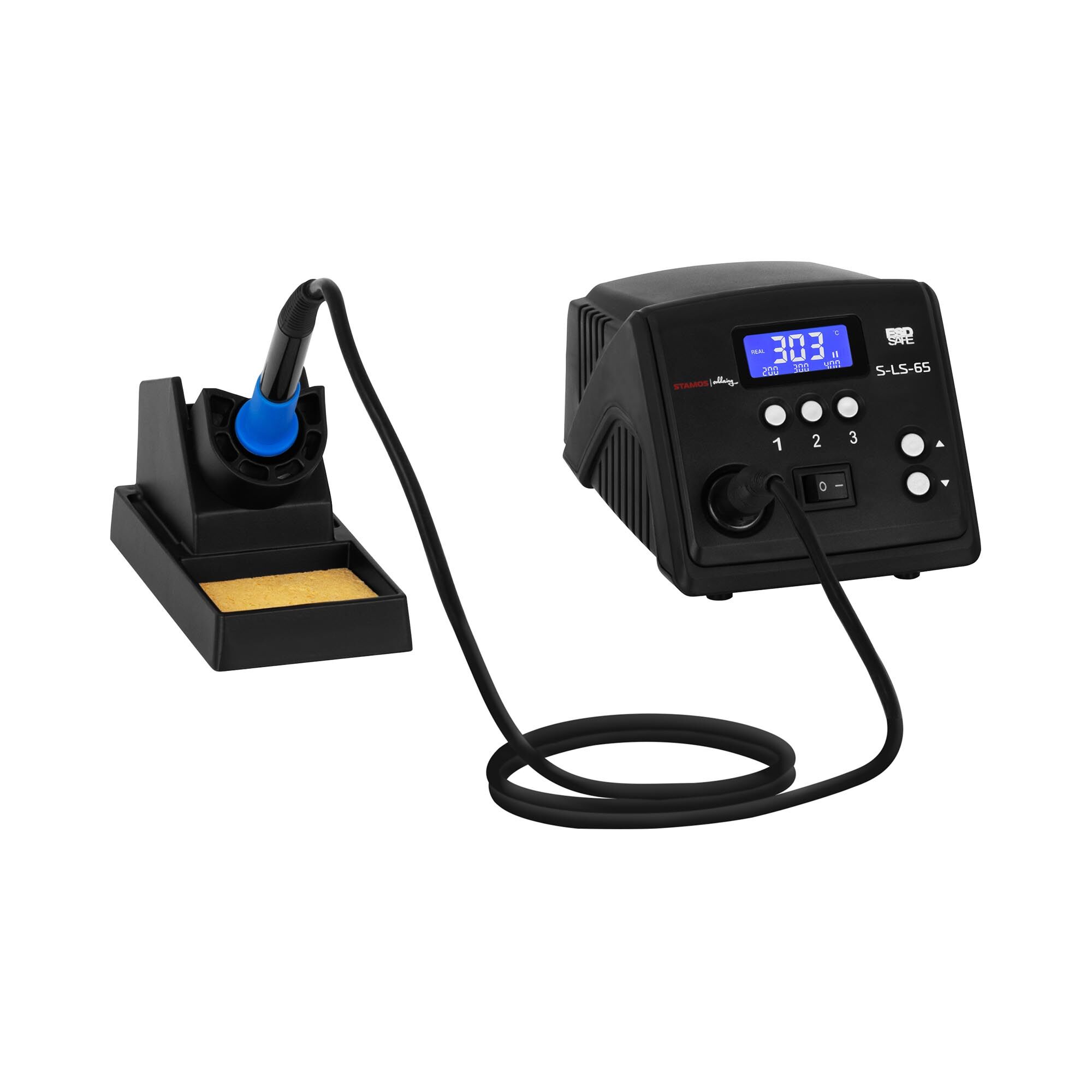 Stamos Soldering Station de soudage - Numérique - Avec fer à souder et support - 60 W - LCD S-LS-65