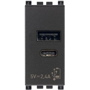 Vimar Alimentation Vimar Arke USB A+C 5V 2,4A 1 module gris 19292.AC