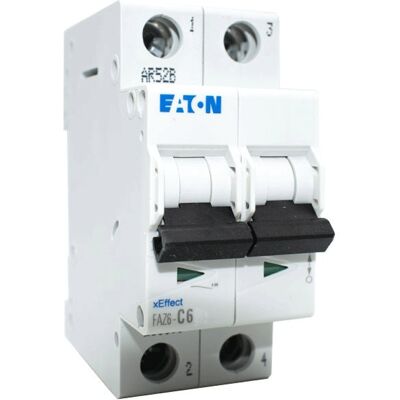 Interrupteur magnétothermique Eaton FAZ6 2P 6A Courbe C, 6 KA, 2 modules 239100 - Publicité Interrupteur magnétothermique Eaton FAZ6 2P 6A Courbe C, 6 KA, 2 modules 239100 - Publicité