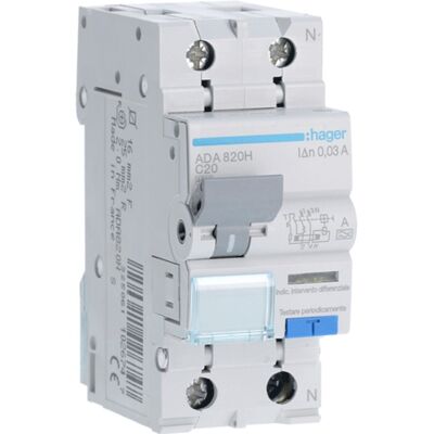 Hager Compact 1P+N 20A 30mA Courbe C - Disjoncteur différentiel - Publicité Hager Compact 1P+N 20A 30mA Courbe C - Disjoncteur différentiel - Publicité