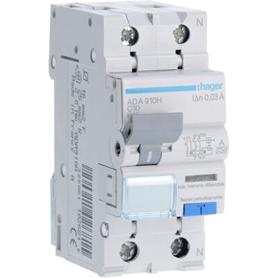 Hager - Disjoncteur différentiel 1P+N 30mA 6kA - Protection contre surcharge et courts-circuits - Publicité Hager - Disjoncteur différentiel 1P+N 30mA 6kA - Protection contre surcharge et courts-circuits - Publicité