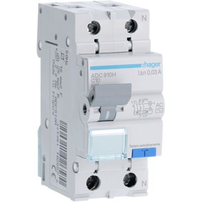 Hager ADC910H - 1P+N 30mA 6kA Courbe C - Disjoncteur - Publicité Hager ADC910H - 1P+N 30mA 6kA Courbe C - Disjoncteur - Publicité