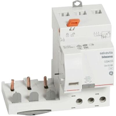 Bticino bloc différentiel disjoncteur 4P A 63A 300mA 3 modules G44A63 - Publicité Bticino bloc différentiel disjoncteur 4P A 63A 300mA 3 modules G44A63 - Publicité