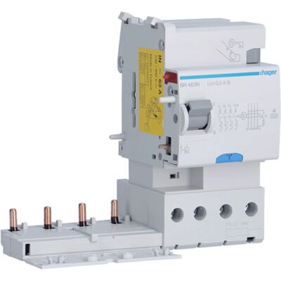 Bloc différentiel Hager 4P 63A 500mA A/S 3 modules BR463N - Publicité Bloc différentiel Hager 4P 63A 500mA A/S 3 modules BR463N - Publicité