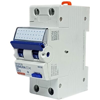 GEWISS GW94129 - Interrupteur différentiel 2P - 30mA - 4500A/6000A - Publicité GEWISS GW94129 - Interrupteur différentiel 2P - 30mA - 4500A/6000A - Publicité