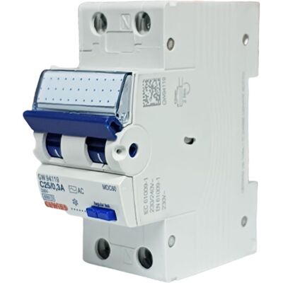 Disjoncteur différentiel Gewiss 25A 1P+N 300MA AC 6KA 2 modules GW94119 - Publicité Disjoncteur différentiel Gewiss 25A 1P+N 300MA AC 6KA 2 modules GW94119 - Publicité