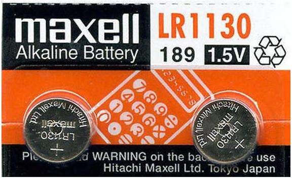 2 Piles LR54 / LR1130 / 189 Maxell Alcaline 1,5V