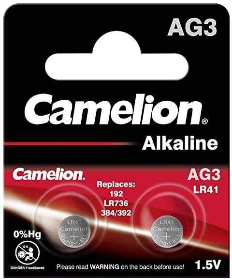 2 Piles LR41 / AG3 / 392 / 192 Camelion Alcaline 1,5V