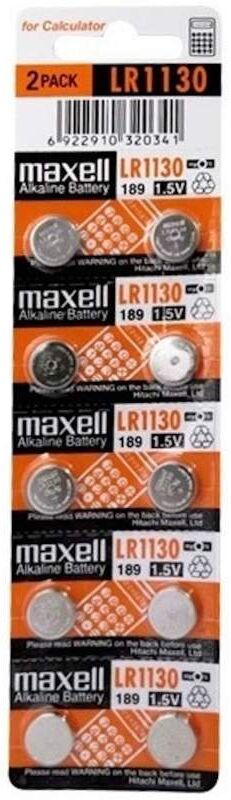 10 Piles LR54 / LR1130 / 189 Maxell Alcaline 1,5V