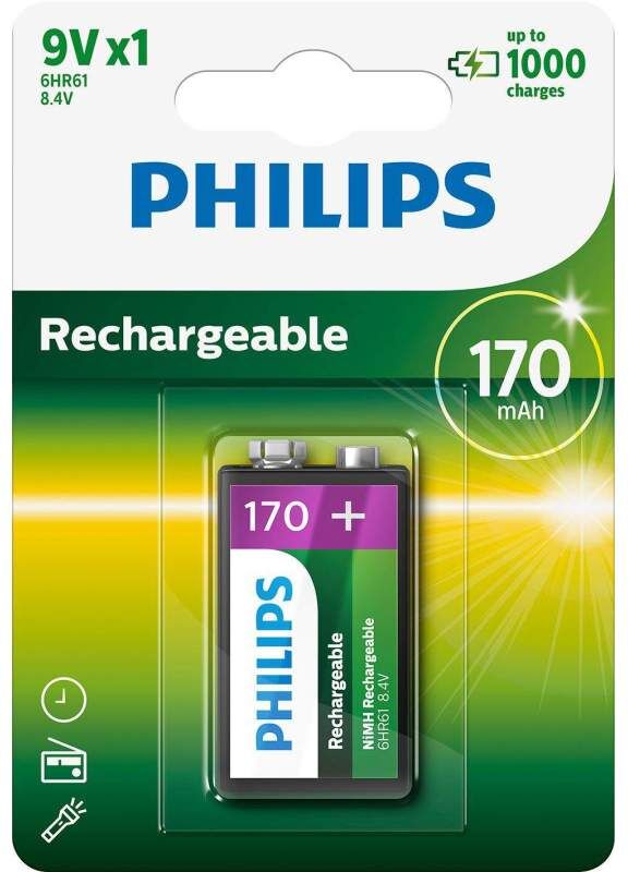 Pile Rechargeable 9V / 6HR61 170mAh Philips