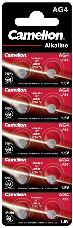 10 Piles AG4 / LR66 / LR626 / 377 / 376 / 177 Camelion Alcaline 1,5V