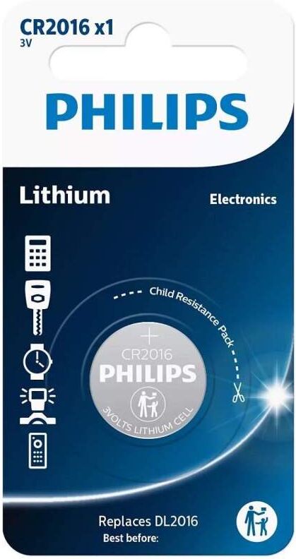 Pile CR2016 / DL2016 Philips Bouton Lithium 3V