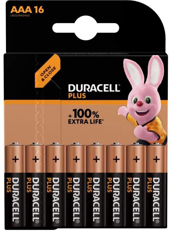 16 Piles Alcalines AAA / LR03 Duracell Plus