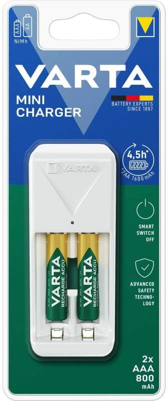 Chargeur Varta Mini avec 2 piles AAA 800mAh