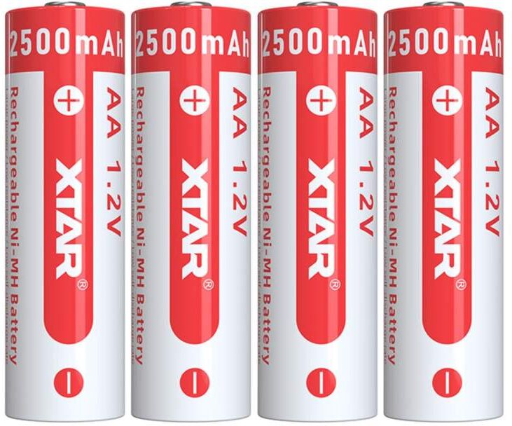 4 Piles Rechargeables AA / HR6 NiMH 1.2V 2500mAh Xtar