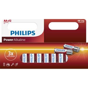 12 Piles Alcalines AA LR6 Philips Power Alkaline