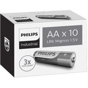 10 Piles Alcalines AA LR6 Philips Industrial