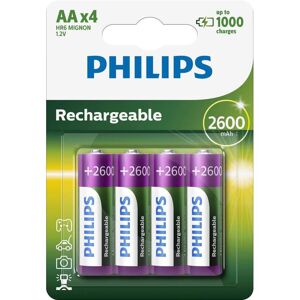 4 Piles Rechargeables AA HR6 2600mAh Philips