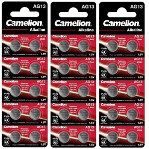 30 Piles AG13 LR44 LR1154 1166A Camelion Alcaline 15V