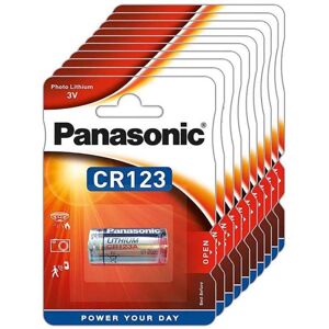 10 Piles CR123 Panasonic Lithium 3V