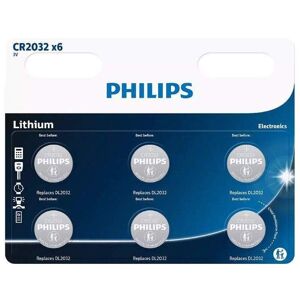 6 Piles CR2032 DL2032 Philips Bouton Lithium 3V