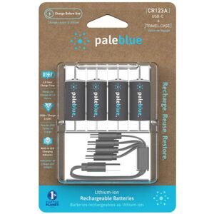 PaleBlue 4 Piles Rechargeables USB-C CR123A 860mAh PaleBlue Lithium Ion 3V