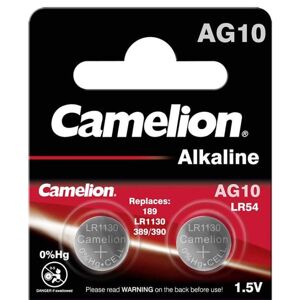 2 Piles AG10 / LR54 / LR1130 / 189 Camelion Alcaline 1,5V - Publicité